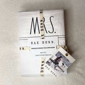 Rae Dunn Standard Pillow Cases MR and MRS, NWT